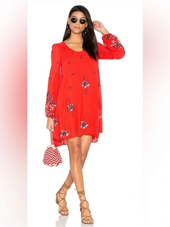 Free People Oxford embroidered mini dress