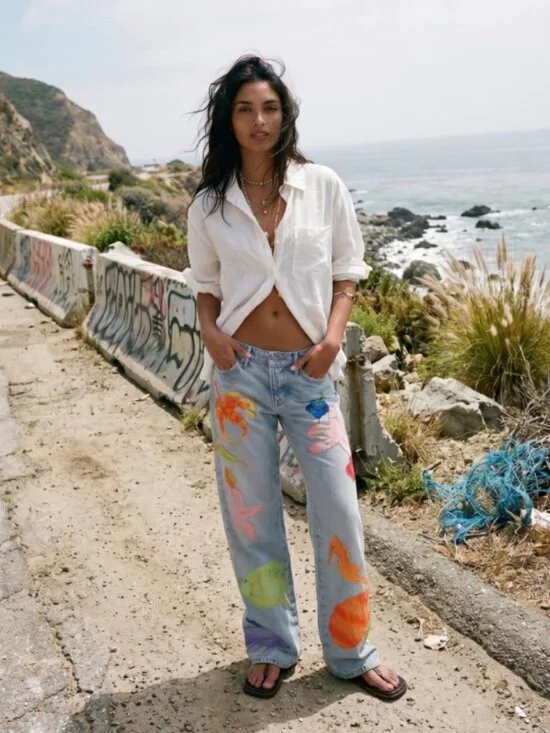 Free People We The Free Surfside Patchwork Jeans Size 31 NWT -