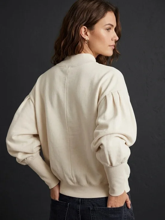 Free People Mock Neck Sweater Cream Oversized XS