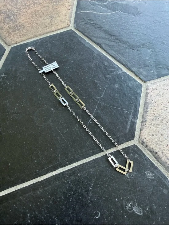 14kt. White Gold Stations Link Necklace 18” long