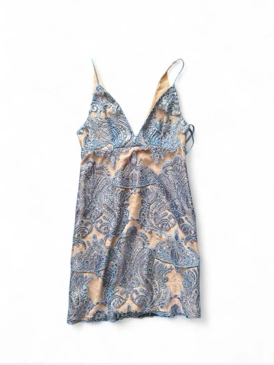 Free people Blue Paisley Lace-Overlay Slip Dress - Women