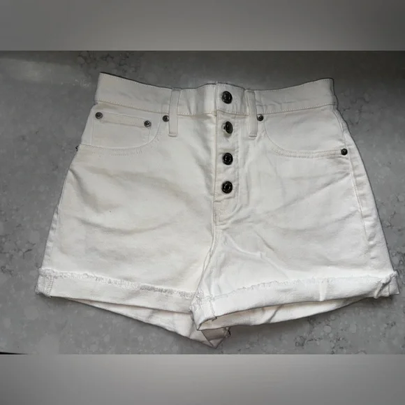J.Crew Shorts Womens High Rise Button Fly‎ White Denim