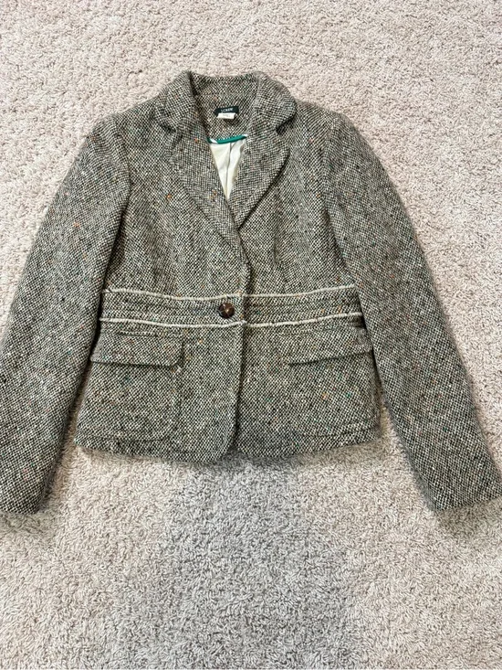 Vintage 2005 J Crew Wool Alpaca Tweed Blazer Jacket Size 8 Style 72255