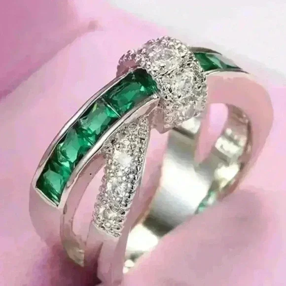 🍁925 Silver Plated Antique Yellow CZ Punk Party Cocktail Ring, GPMB1400