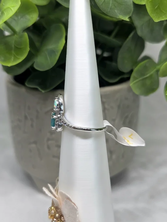 BP Green Chalcedony And Pale Green Opal Halo Ring