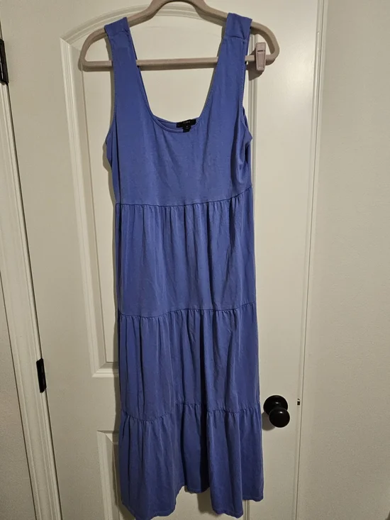 J.Crew Blue Sleeveless Tiered Cotton Maxi Dress - Size Medium - 49 Inches Long