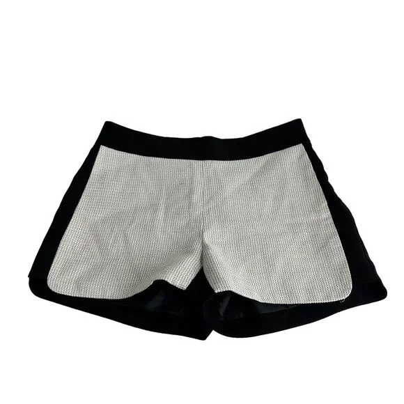 j crew travel black white Textured tuxedo Mini Shorts Size 2