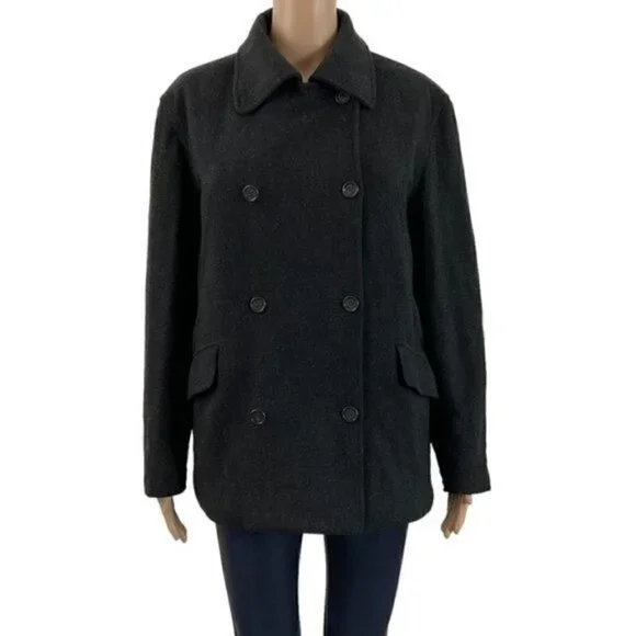 J.Crew Double Breasted Wool Jacket Gray Vintage Size Medium Lined