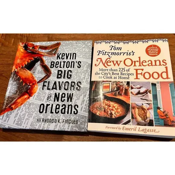 New Orleans Cookbook Lot of (2) Kevin Belton TOM‎ FITZMORRIS