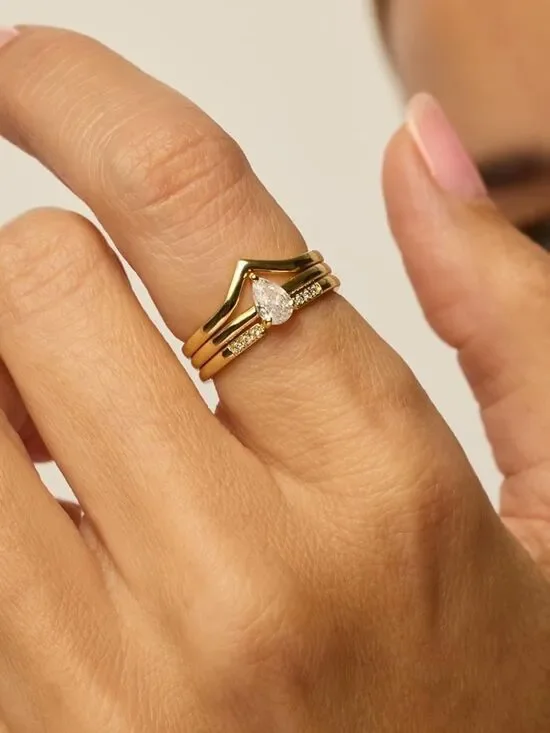 14K Gold Plated Stacking Ring Set