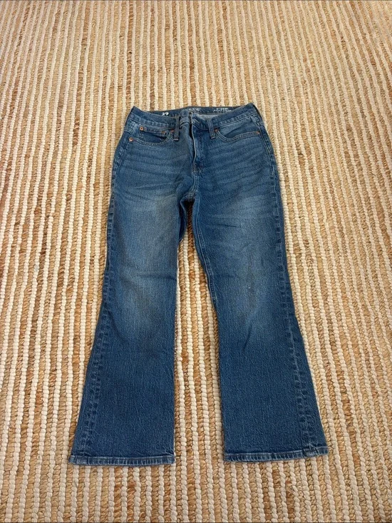 J. Crew Women's Dark Wash Flared Jeans 9” demi boot crop