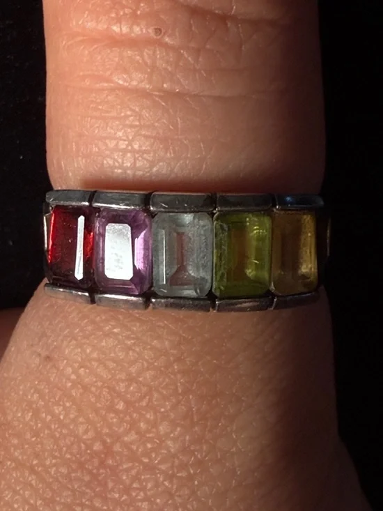 Multicolor Baguette Gemstone Band Ring - Vibrant Stone Row