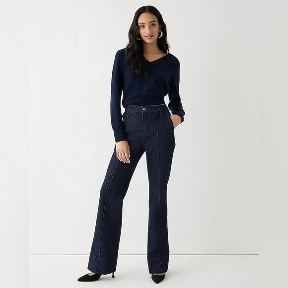 J Crew Limited-edition Point Sur pintuck flare jean in Rinse wash Item BS296