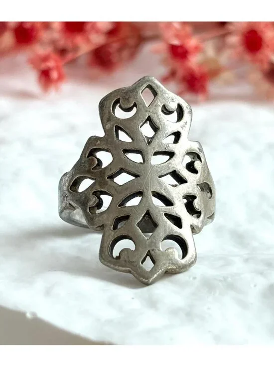 RARE Retired James Avery Latice Cutout Sterling Silver 925 Vintage Ring sz 7.25