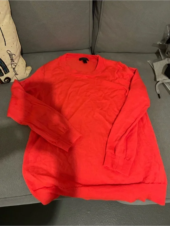 J. Crew Bright Red Scoop Neck Sweater 100% Merino Wool worn once