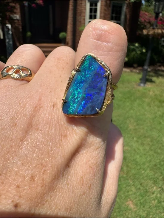 Elisabeth Bell Jewelry 14k Gold and Opal Ring - size 8.5