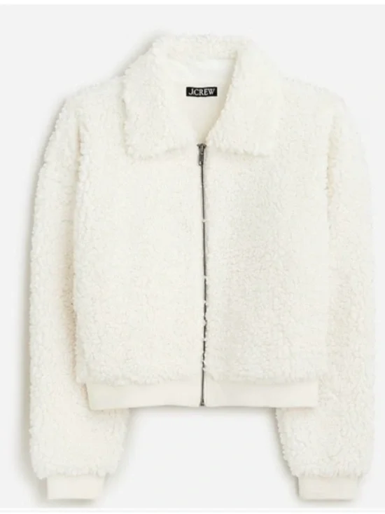 NWT J. Crew Cream Teddy Sherpa Zip Jacket
