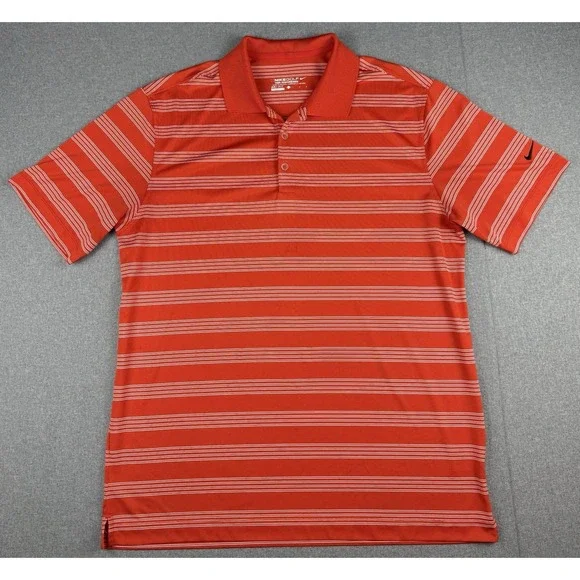 Nike Golf Dri-FIT Tour Performance Polo Shirt Mens Large Red Striped Golf