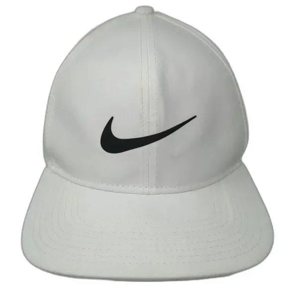 Nike Snapback Hat White One Size Perforated Swoosh Pro Dri-Fit Golf Sports
