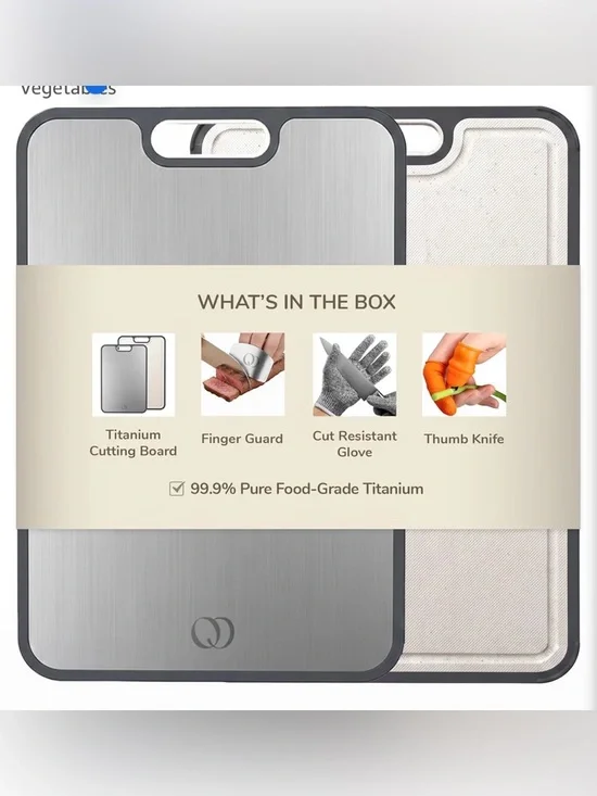 Titanium Cutting Board Double-Sided 2-in-1 (99.9% Titanium 15