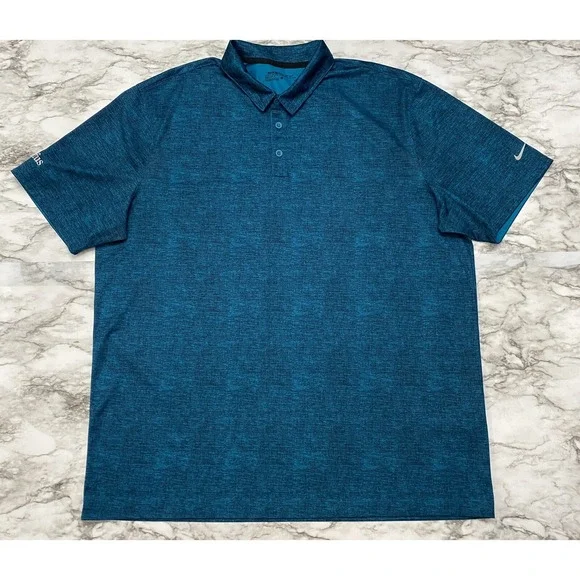 Nike Golf Polo Mens Shirt XL Blue Black‎ Heathered Dri Fit Short Sleeve Dreyfus