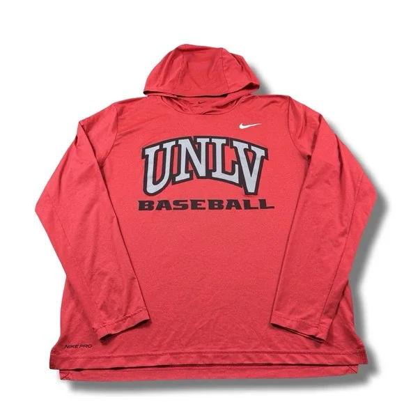 Nike Dri-Fit UNLV Rebels Baseball Team-Issued Hyper Dry L/S Hooded Shirt Mens L