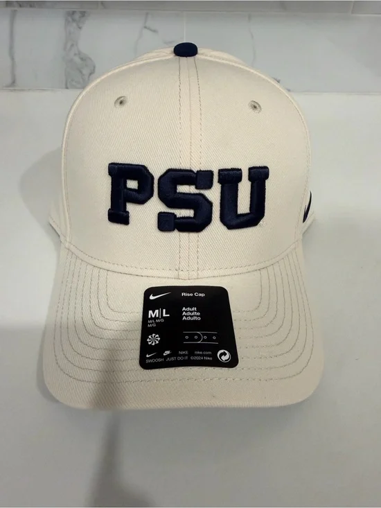 Nike Penn State Nittany Lions NCAA Cap Hat Men’s M/L White/Blue NEW Adjustable
