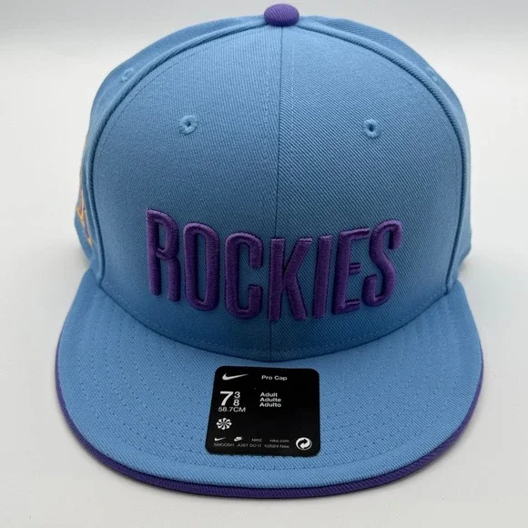 Nike Colorado Rockies Pro Cap Mens Size 7 3/8 Blue Purple Fitted Hat