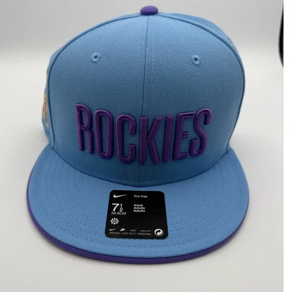Nike Colorado Rockies Pro Cap Hat Mens Size 7 1/2 Blue Purple NB18-4NA-DNV-7DG