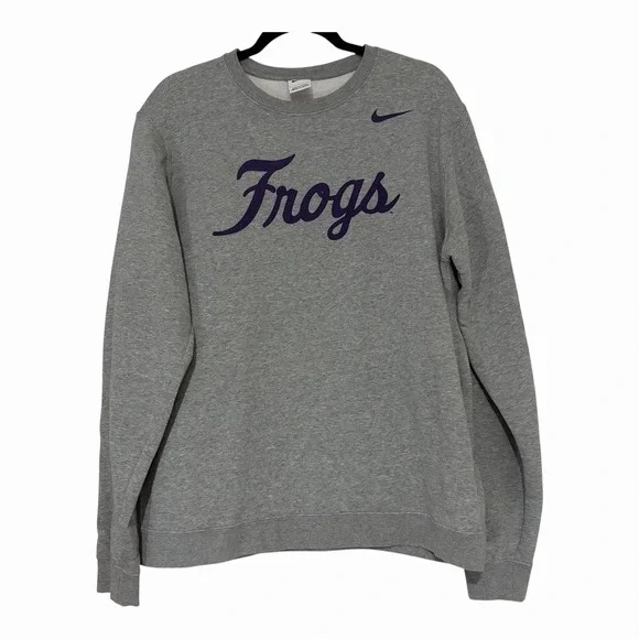 Nike TCU Horned Frogs Sweatshirt Mens Large Gray Big 12 Crewneck Tech Fleece