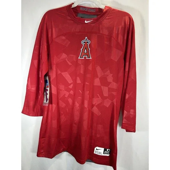 Nike Pro Hypercool  California Angels Red & Grey Batting Shirt Men’s Size Large