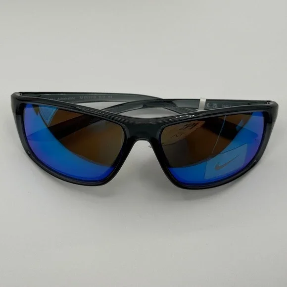 Nike Adrenaline M Sunglasses Mens Dark Grey Blue Mirror Sport Wrap EV1113 012