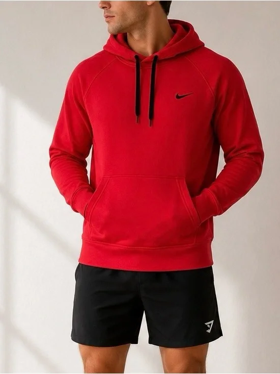 Nike Therma-FIT Red Pullover Hoodie Thumbholes Men’s Medium