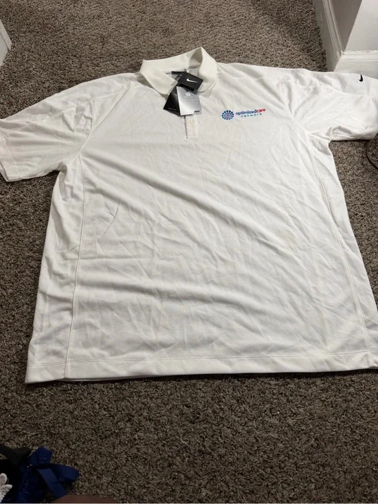 Nike White Men's Polo with Subtle Embroidered Chest Logo