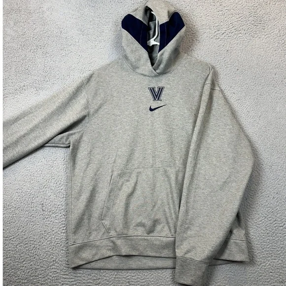 Villanova Wildcats Nike Hoodie Mens Large Dri-FIT Grey NCAA Pullover Sweatshirt