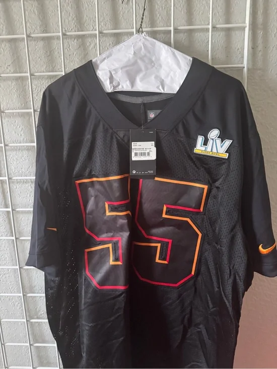 Men’s Black Super Bowl 55 Jersey with LIV Patch and Orange & Red trim