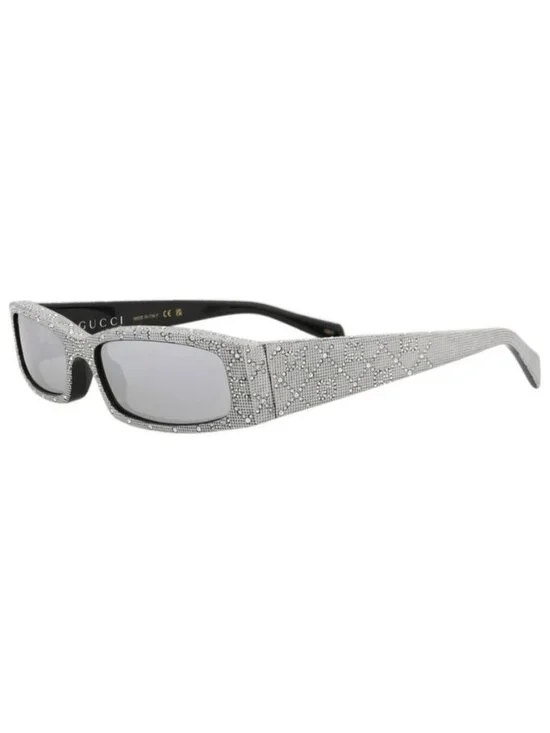 New Gucci Mens Square/Rectangle Black Black Silver Fashion Designer Sunglasses
