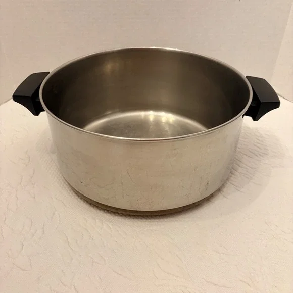 Revere Ware 6 Qt Stock Pot Copper Bottom Stainless Steel Vintage Cookware No Lid