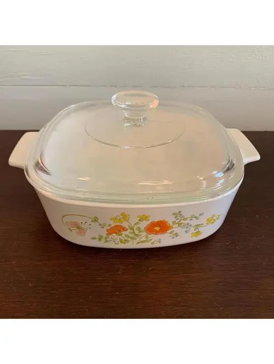 Corning Ware Wildflower 2 Quart Casserole (A-2-b) with Lid (A-9-c)