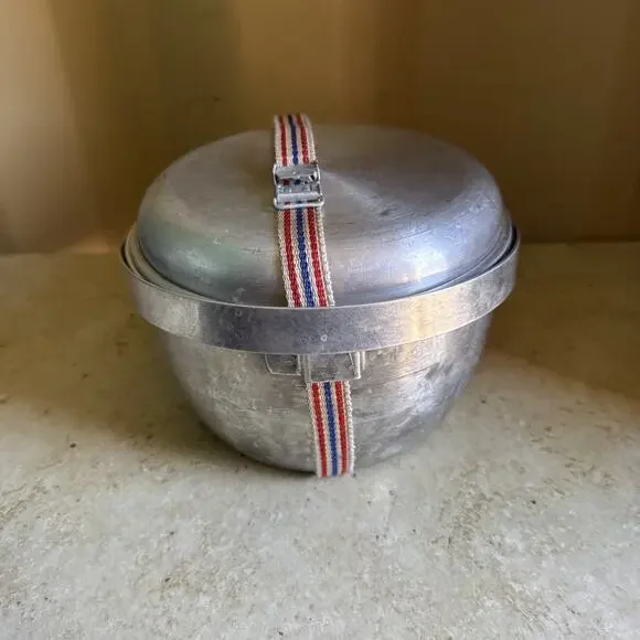 Vintage Aluminum Cooking Camping Hiking Cabin Gear 4 Piece Set