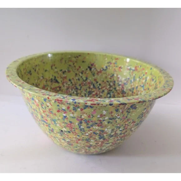 Zak Designs MCM Lime Green Melamine Speckled Confetti Large Mixing Bowl 7
