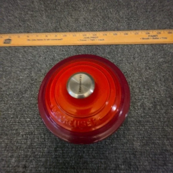 Le Creuset 18 Round‎ Lid Stainless Knob Flame Orange Enamel Cast Iron France