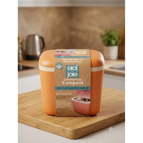 Joie Countertop Compost Bin Orange Wheat Fiber 2.7L BPA Free Eco Kitchen Storage