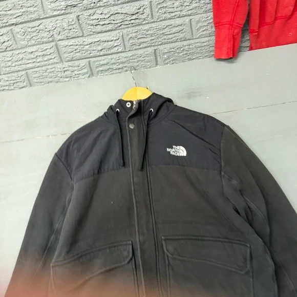 The‎ North Face Mens XL Black Hooded Utility Fleece Jacket Full Zip Mixed Media