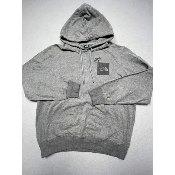 The North Face Hoodie Poly Cotton Viscose Gray Skier Graphic Large Mens