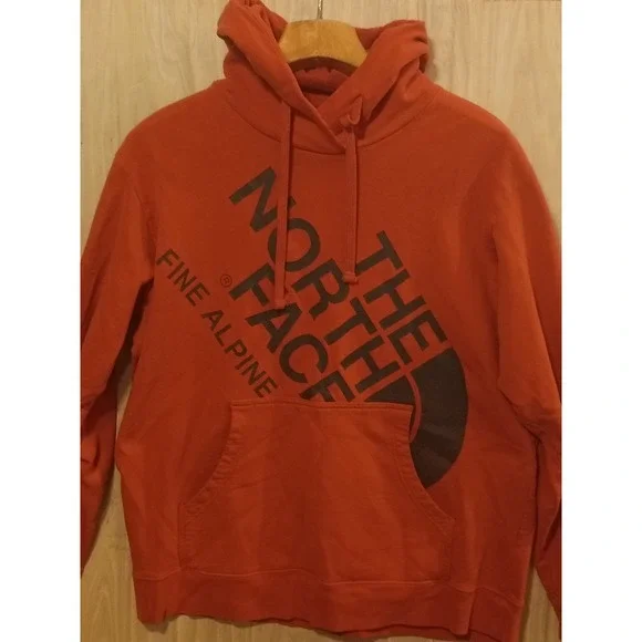 The North Face Mens Fine Alpine Logo Hoodie Burnt Orange Sweatshirt XL