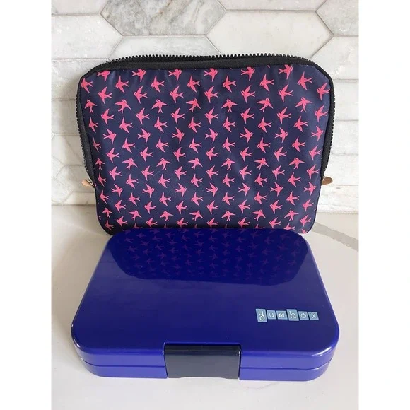 Yumbox Original Leakproof Bento Kids Lunch Box Container W/ Insulated Case Blue‎
