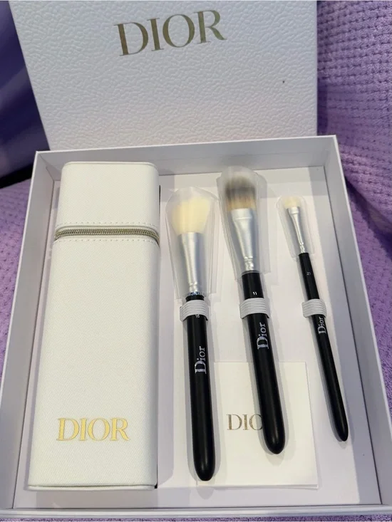 Dior Black & White Makeup Brush Set with Gold Logo