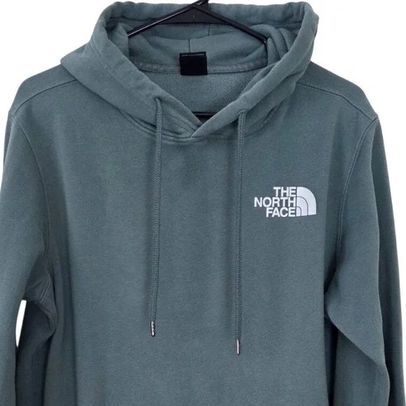 The North Face Mens Box Logo Hoodie Slate Blue‎ Green Graphic Pullover Medium