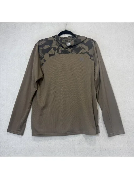 The North Face Hoodie Shirt Mens Medium Brown FlashDry Camo Long Sleeve Hiking